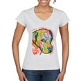 thumbnail image 1 of Neon Lab Dog Lover Shirt | Labrador Dogs Speak To Those Who Listen | Dean Russo Art Animal Lover Women's Standard V-Neck Tee, White, Medium, 1 of 6