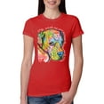 thumbnail image 1 of Neon Lab Dog Lover Shirt | Labrador Dogs Speak To Those Who Listen | Dean Russo Art Animal Lover Womens Slim Fit Junior Tee, Red, Small, 1 of 6