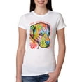 thumbnail image 1 of Neon Lab Dog Lover Shirt | Labrador Dogs Speak To Those Who Listen | Dean Russo Art Animal Lover Womens Slim Fit Junior Tee, White, X-Large, 1 of 6