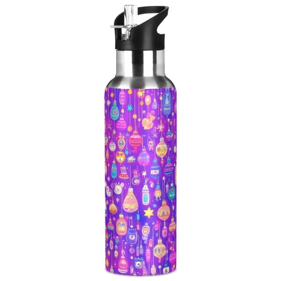 Neon Lanterns Pattern 1000ml Double Walled Stainless Steel LeakProof Sports Bottle Thermo 8h Portable