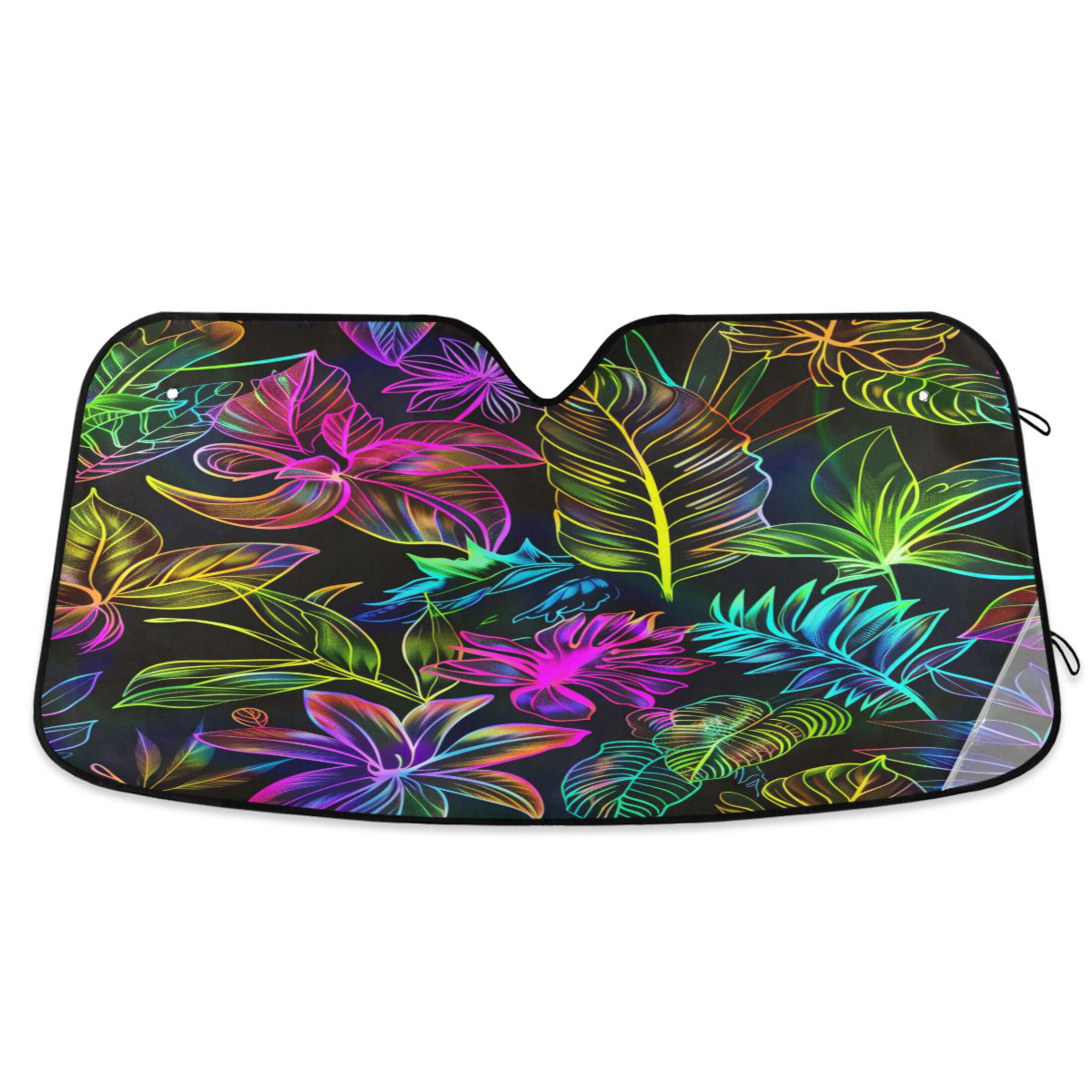 Neon Leaf Car Windshield Sun Shade Foldable Car Front Window Visor Heat ...