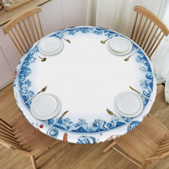 Neon Leopard Grain Print Tablecloth with Elastic Edge, Round Table Cover Washable Reusable Table Cloths for Kitchen Dining Party