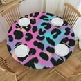 thumbnail image 1 of Neon Leopard Grain Print Tablecloth with Elastic Edge, Round Table Cover Washable Reusable Table Cloths for Kitchen Dining Party, 1 of 6
