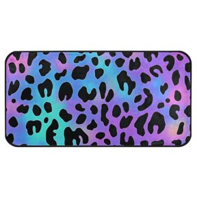 Neon Leopard Pattern Kitchen Runner Rug 39x20 in Non Slip Absorbent Cushioned Laundry Bathroom