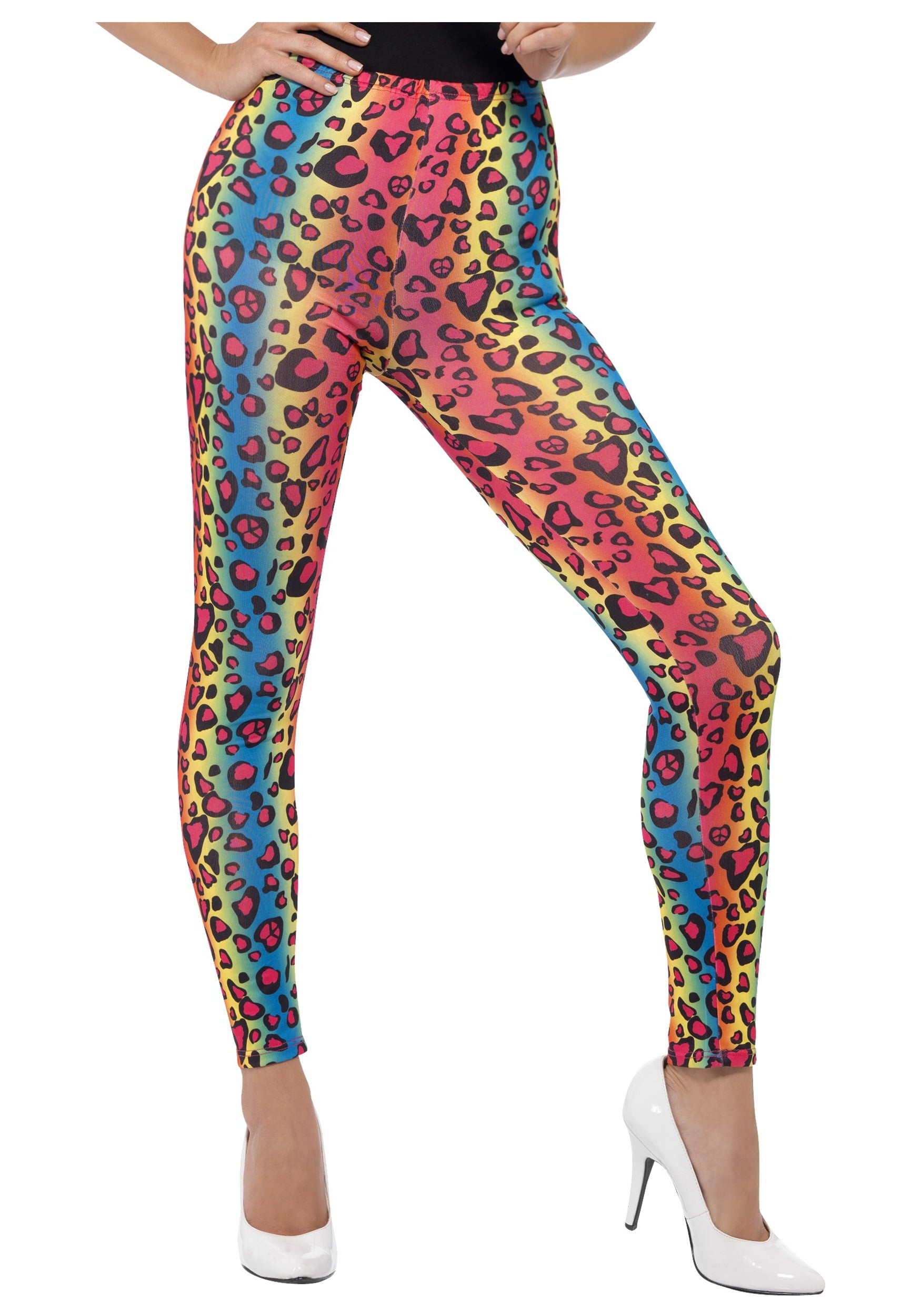 Neon Leopard Print Leggings Adult Multi Neon Leopard Print Leggings Adult Multi