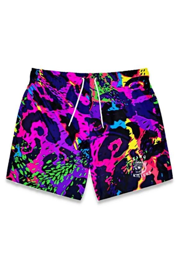 Neon Leopard Print Swim Trunks