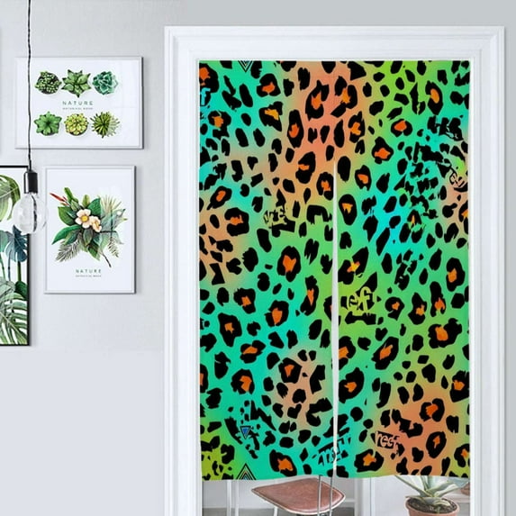 Neon Leopard Print Vibrant Textile Door Curtain Nordic Living Room DoorCurtain Porch Partition Curtain Kitchen Rative Half Curtain