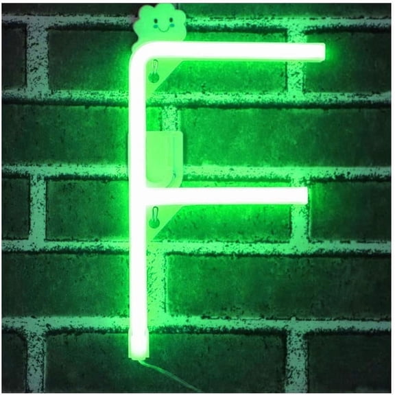 Letter Neon Lights, LED Neon Night Light Neon Lights Wall Decorative Night Light for Kids Bedroom Battery USB Operated Green