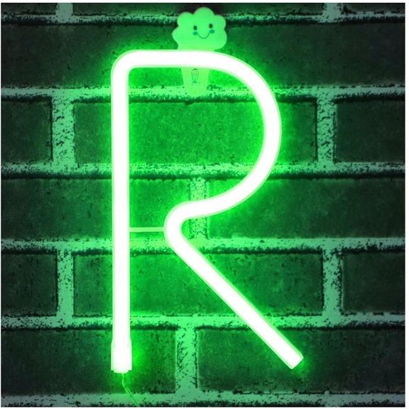 Neon Letter, Neon Lights LED Alphabet Letter Lights Neon Sign Light Up Letters Battery and USB Operated Green Neon Light Neon Wall Light