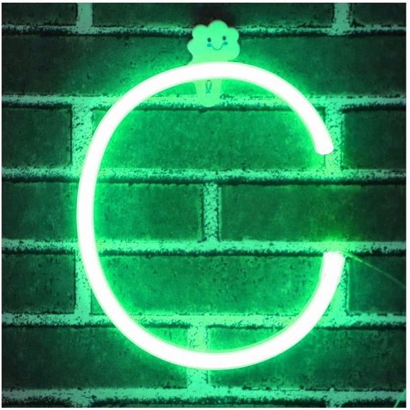 Neon Letter, Neon Lights LED Alphabet Letter Lights Neon Sign Light Up Letters Battery and USB Operated Green Neon Light Neon Wall Light