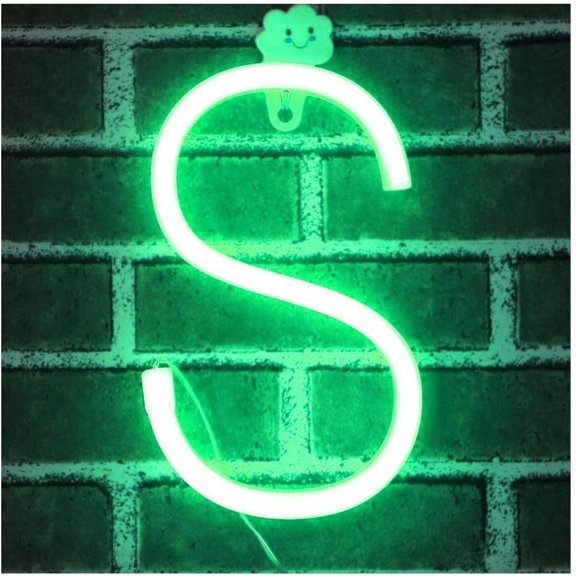Neon Letter, Neon Lights LED Alphabet Letter Lights Neon Sign Light Up Letters Battery and USB Operated Green Neon Light Neon Wall Light