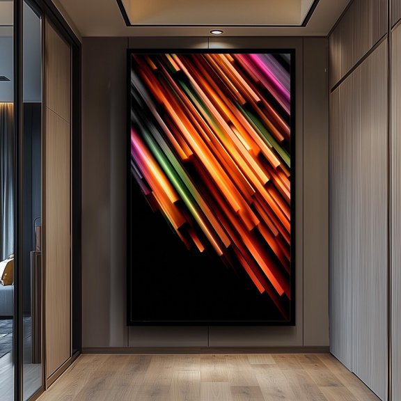 Neon Light Blocks Poster, Unframed Paper Poster 8x10in