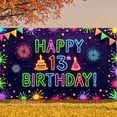 thumbnail image 1 of Neon Light Happy 13th Birthday Banner Firework Design Birthday Display Colorful Flags Vibrant Colors Neon Party Backdrop for 13th Birthday Party Teen Celebration Indoor Decoration, 1 of 9