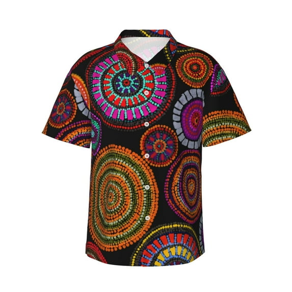 Neon Light Hawaiian Shirts For Men, Summer Short-Sleeve Relaxed-Fit Button-Down Shirts 3x-Large