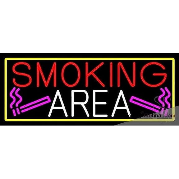 Neon Light Signs Smoking Area And Cigar With Yellow Border Led Sign Handmade Real Led Neon Bar For Game Room Decor