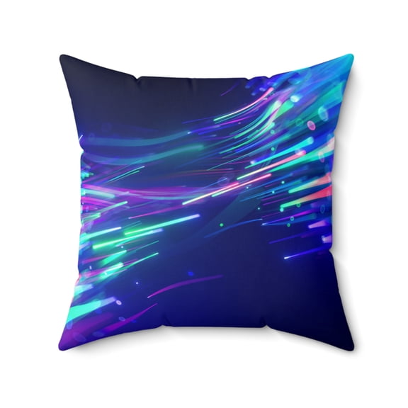 Neon Light Streak Faux Suede Throw Pillow Modern Abstract Accent Cushion, 20x20
