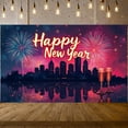 thumbnail image 1 of Neon Light Theme Happy New Year Banner Colorful Fireworks Celebration Banner City Night Backdrop Festive Festive Banner for New Year Party New Year's Eve Celebration Indoor Party, 1 of 9