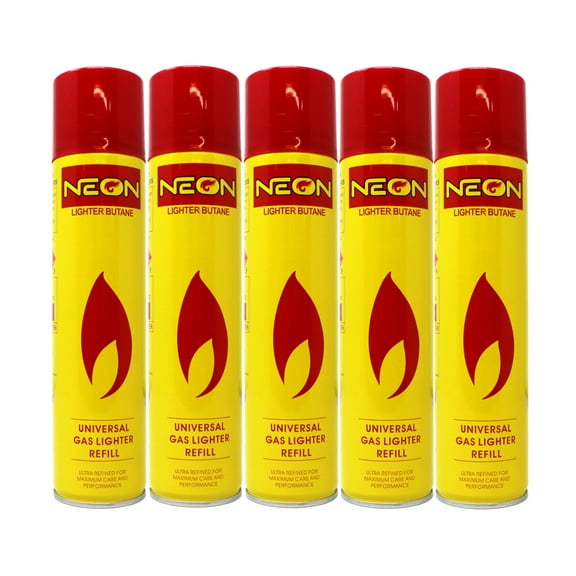 Neon Lighter Gas Refill Butane Fuel Fluid Lighter Ultra Refined Butane 300ml 10.14 Oz (Pack of 5 Cans)