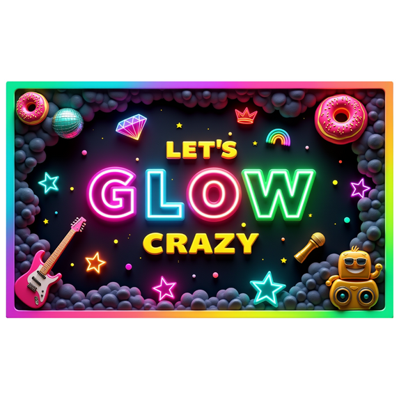 Neon Lights Glow Party Banner Retro Design Disco Theme for Birthday Party Indoor Decoration Dance Event