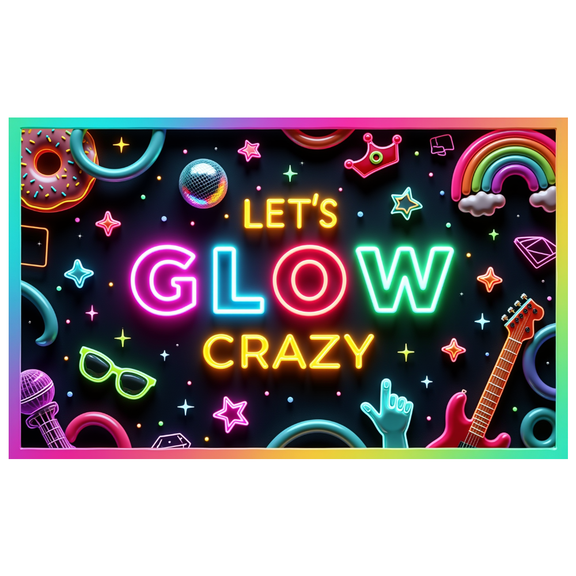 Neon Lights Glow Party Banner Retro Design Disco Theme for Birthday Party Indoor Decoration Dance Event
