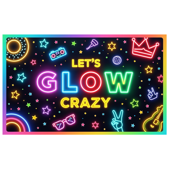 Neon Lights Glow Party Banner Retro Design Disco Theme for Birthday Party Indoor Decoration Dance Event