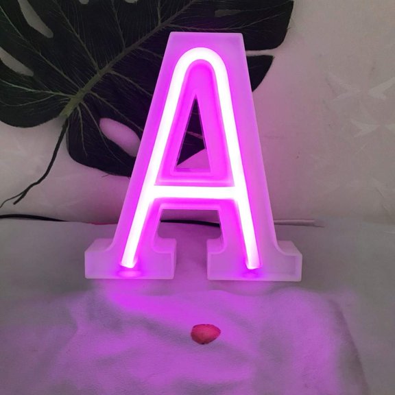 Neon Lights LED Neon Letter Lights- Light Up LED Letters Lights Light Up Marquee Letters Lights Neon Signs Battery USB Pink.