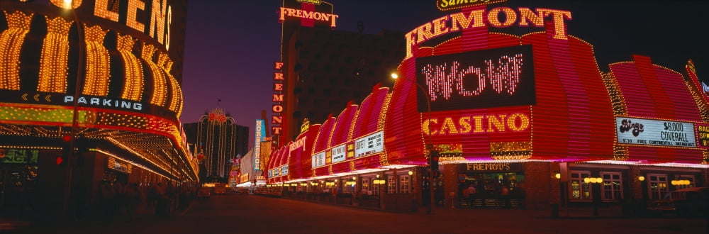 Neon Lights at Las Vegas Nevada Canvas Art - Panoramic Images (36 x 12)