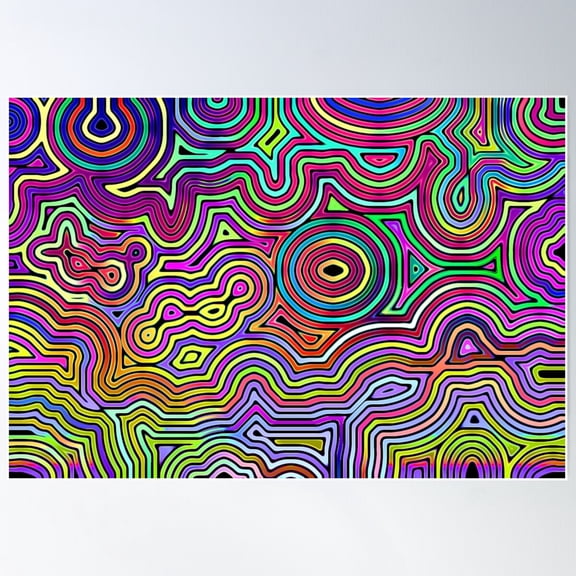 Neon Line Network Poster Wall Art, Modern Wall Decor For Living Room Bedroom, 8x12 UNFRAMED