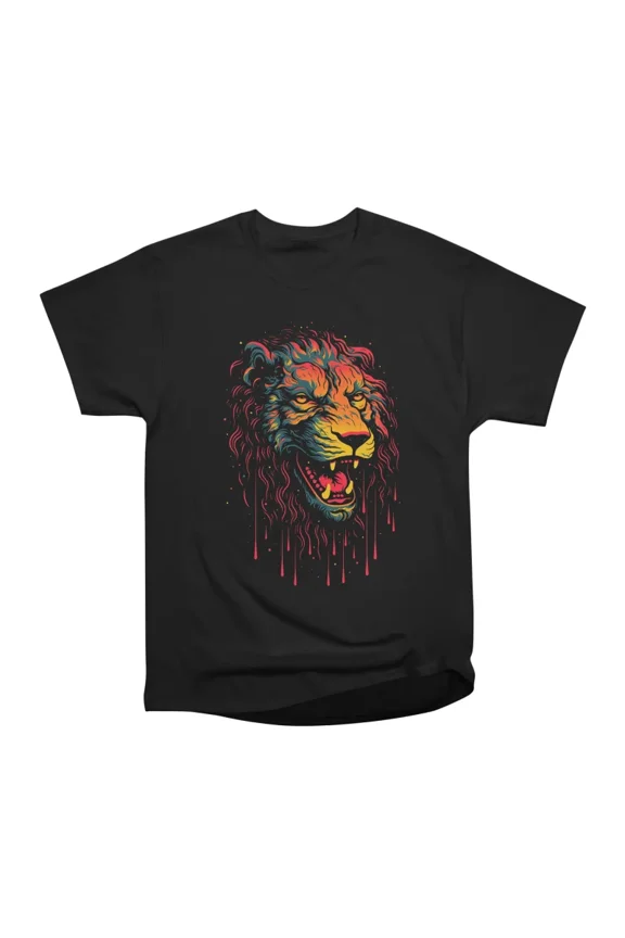 Neon Lion Face T-Shirt Tee Gift For Him Merch For Her Apparel For Friend