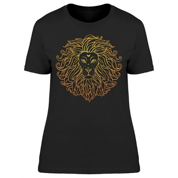 Neon Lion Face W/long Mane T-Shirt Women -Image by Shutterstock, Female Medium