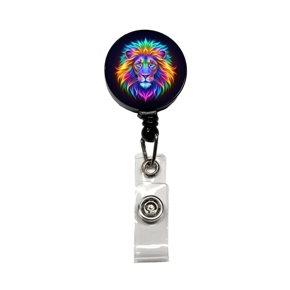 Neon Lion Retractable Reel ID Badge Key Card Name Tag Holder with Clip