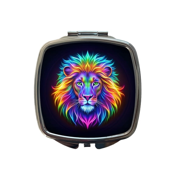 Neon Lion Travel Makeup Handbag Purse Small Pocket Compact Mirror