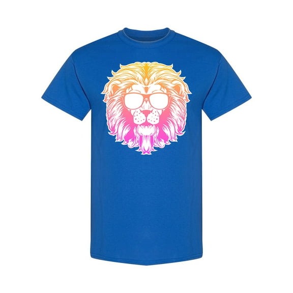 Neon Lion With Glasses T-Shirt Men -Image by Shutterstock, Male Medium