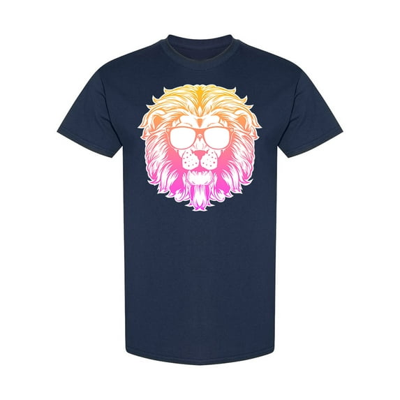 Neon Lion With Glasses T-Shirt Men -Image by Shutterstock, Male Medium