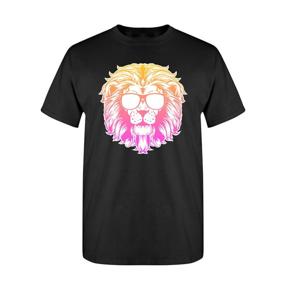 Neon Lion With Glasses T-Shirt Men -Image by Shutterstock, Male XX-Large