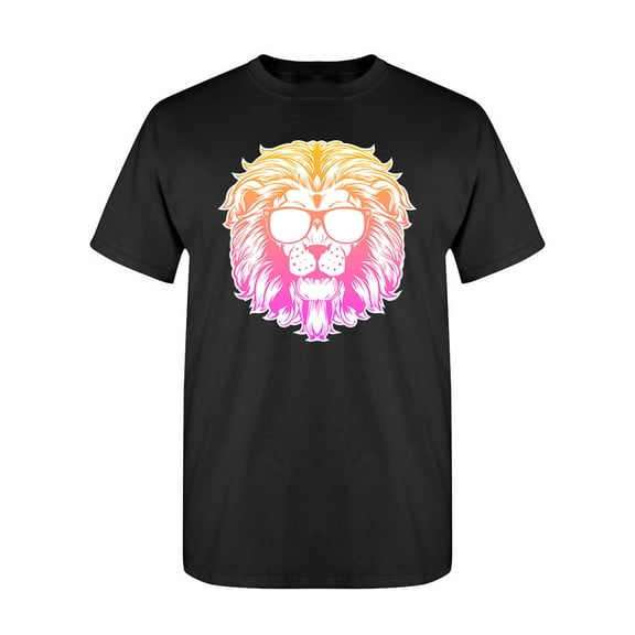 Neon Lion With Glasses T-Shirt Men -Image by Shutterstock, Male x-Large