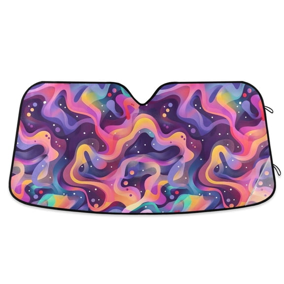 Neon Liquid Wave Car Windshield Sun Shade Foldable Car Front Window Visor Heat and UV Protection 53x23.5