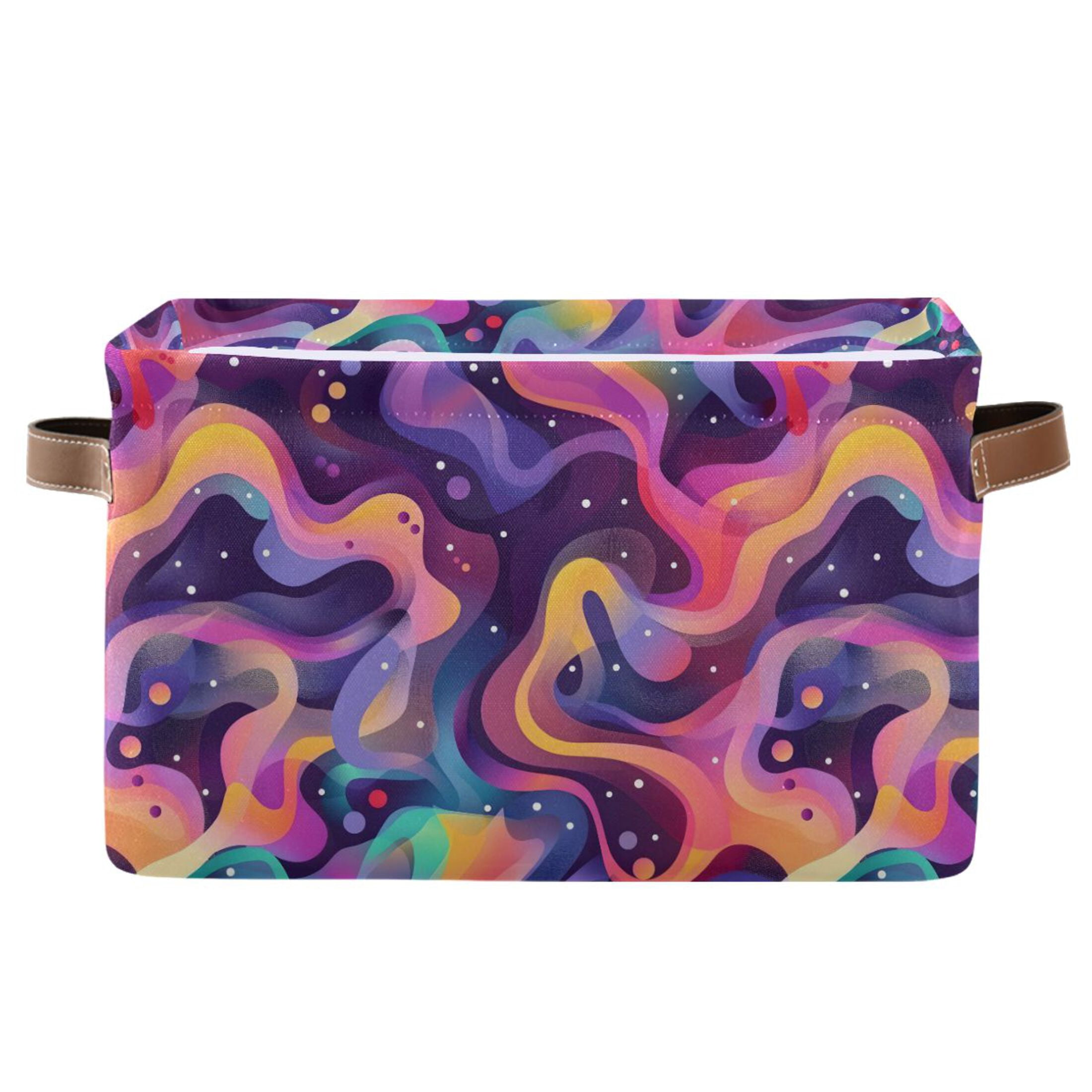 Neon Liquid Wave Storage Bins with Handle Fabric Organizer Basket ...