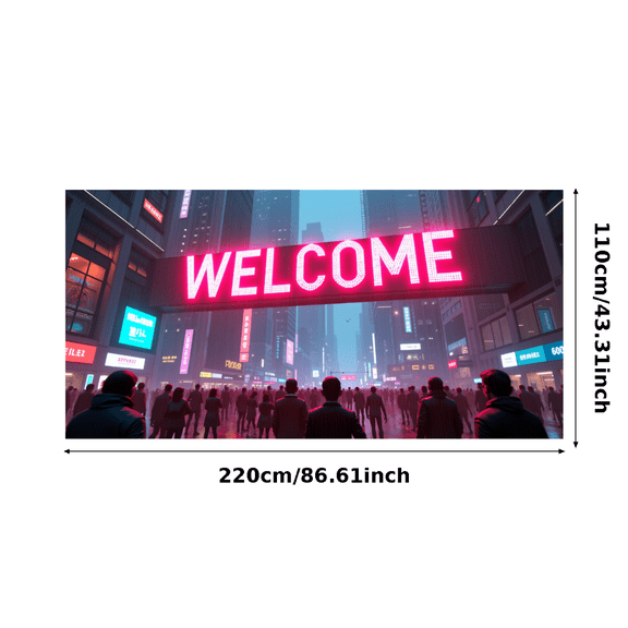 Neon Lit Welcome Banner, Futuristic Theme Backdrop Decor, Party Decoration, Event Entrance Sign, Festival Background, Community Gathering Decor