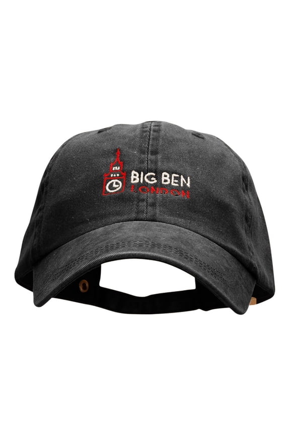 Neon London Embroidered Pigment Dyed Wash Caps - Black OSFM