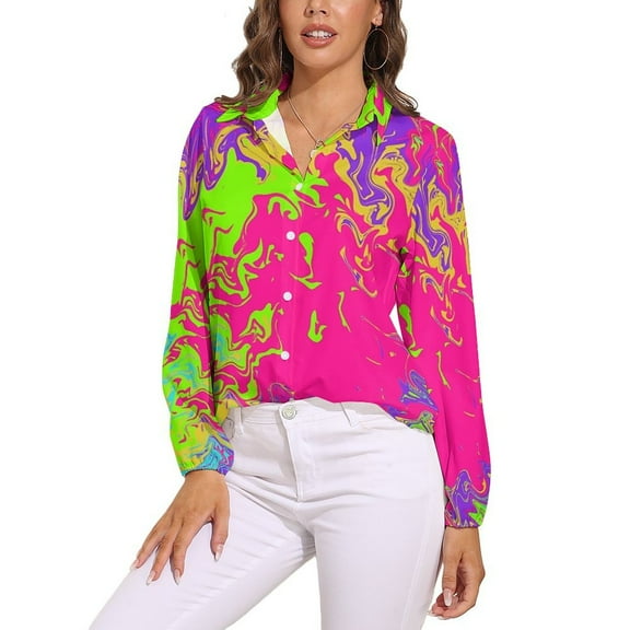 Neon Long Sleeve Blouse Woman Streetwear Casual Shirts Summer Oversize Woman Streetwear Clothing Birthday Present
