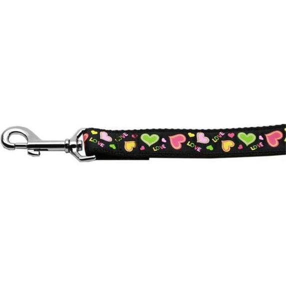 Neon Love Nylon Dog Leash 6 Foot Leash