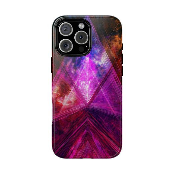 Neon Magenta Radiant Light Fractal Prism Abstract Artistic Phone Case for iPhone 11 12 13 14 15 16 17 Pro Max