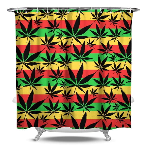 Neon Marijuana Leaf Glow in the Dark Shower Curtain - Colorful Weed Bathroom Decor 84x72 Inch, Waterproof & Fade-Resistant, Machine Washable, Hotel Style with 12 Hooks