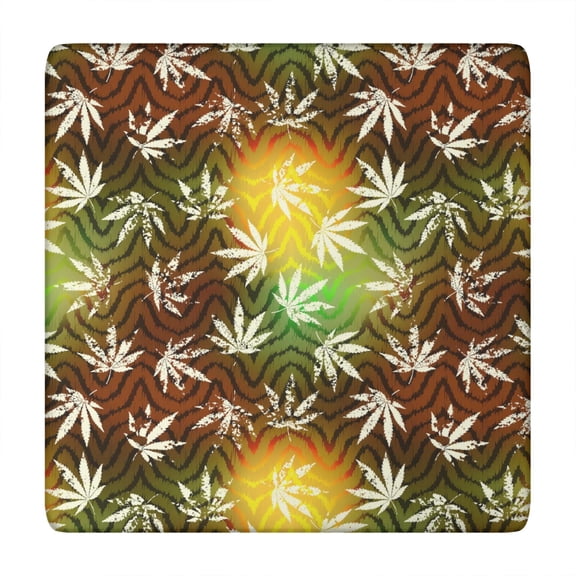 Neon Marijuana Leaf Glow in the Dark Tablecloth - Elastic Square Table Cover for Outdoor Picnics - Secure Fit
