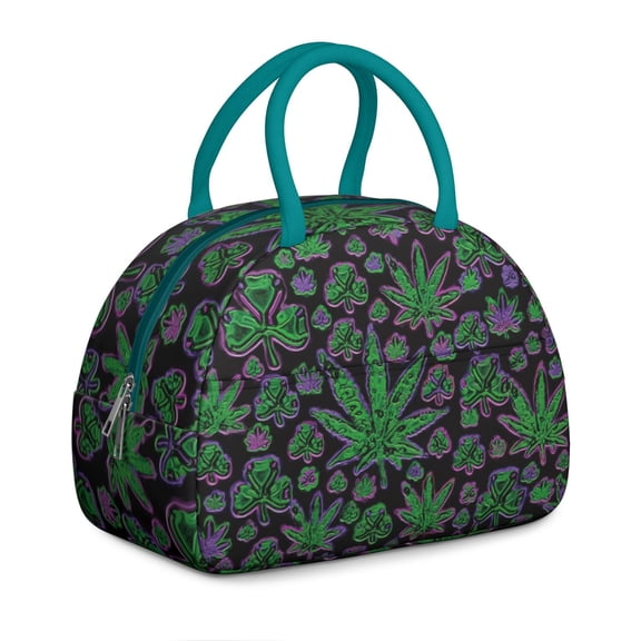 Neon Marijuana Leaf Lunch Box Bag – Insulated, Leakproof Tote with Psychedelic Weed Vibes for Women on the Go