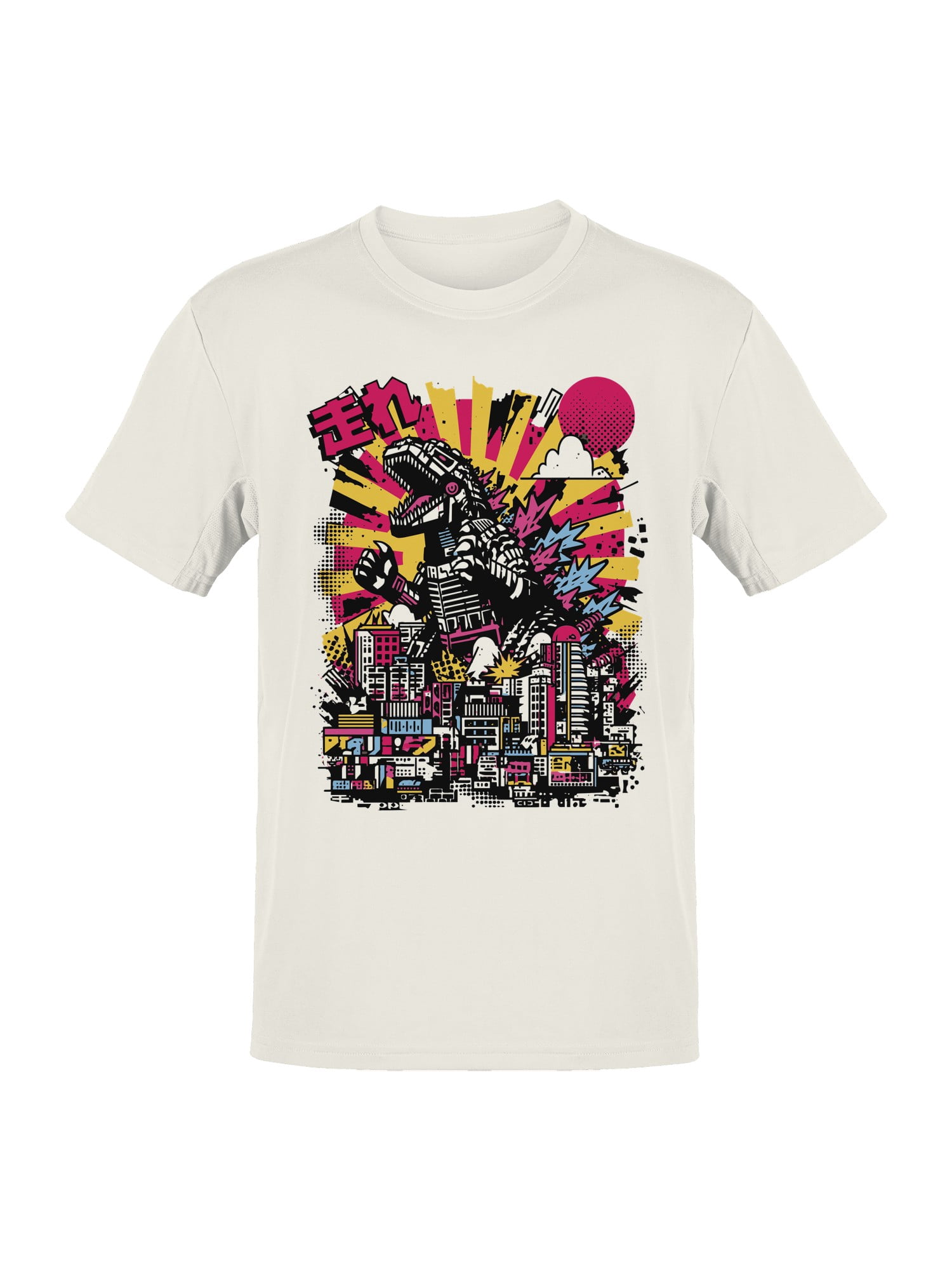 Neon Mecha Kaiju Rampage Hashire Men's Off-White T-shirt - Walmart.com