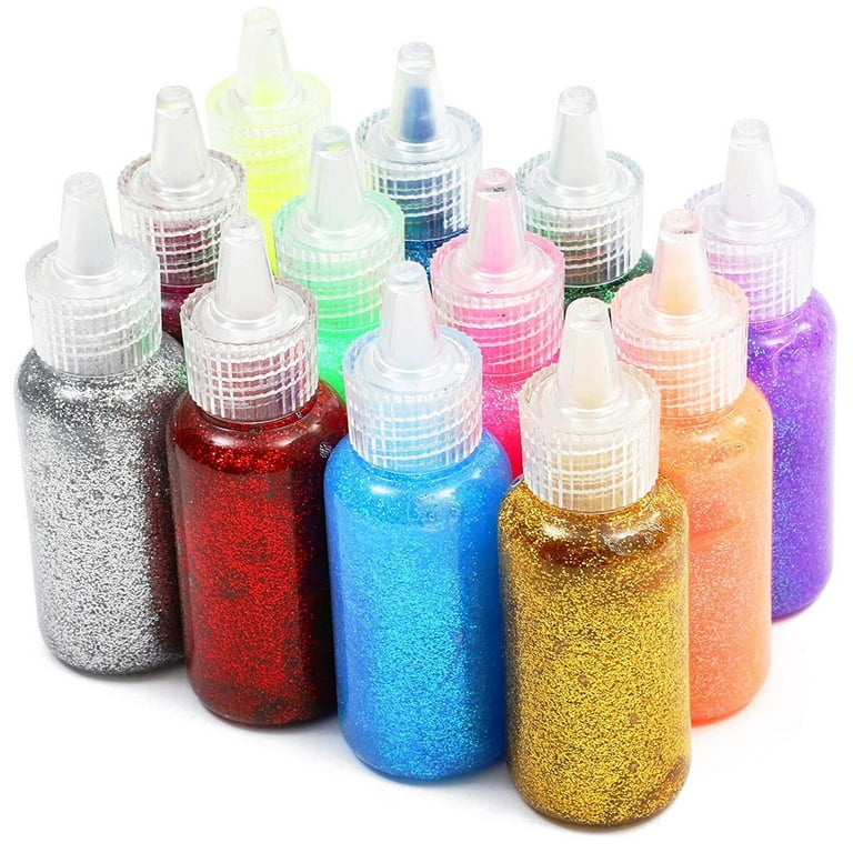 Neon Metallic Glue with Glitter Bottles for Arts and Crafts (20 ml