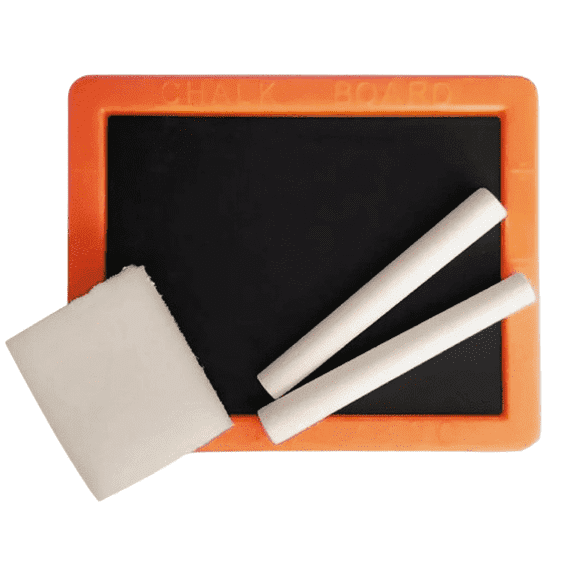 Neon Mini Chalkboard Set, Reusable, with Chalk and Eraser, Orange