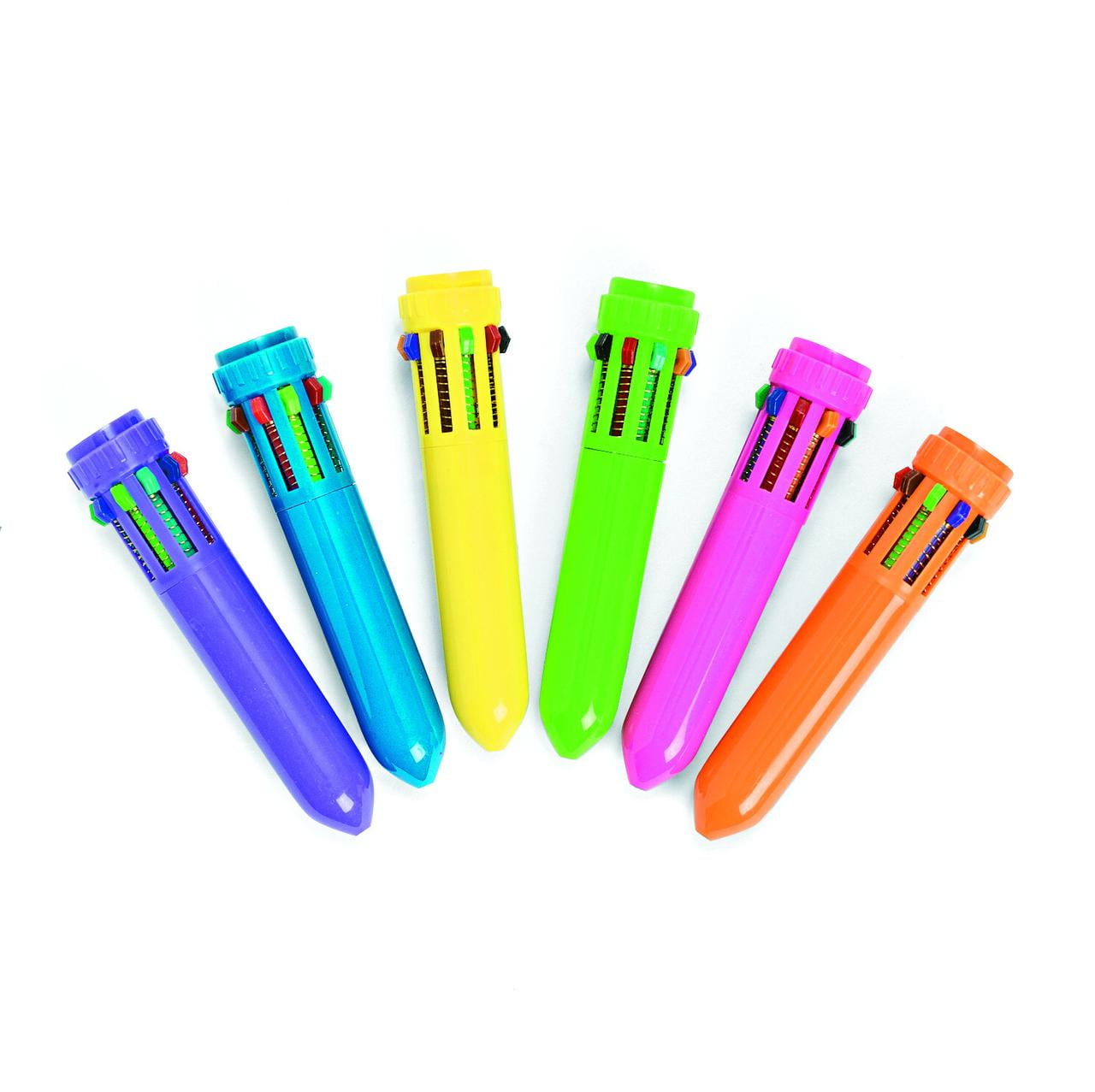 HESTYA 12 Pack Christmas 10 in 1 Mini Shuttle Pens Multicolor Pens Colorful  Plastic Neon Retractable Ballpoint Pens for Office School Supplies
